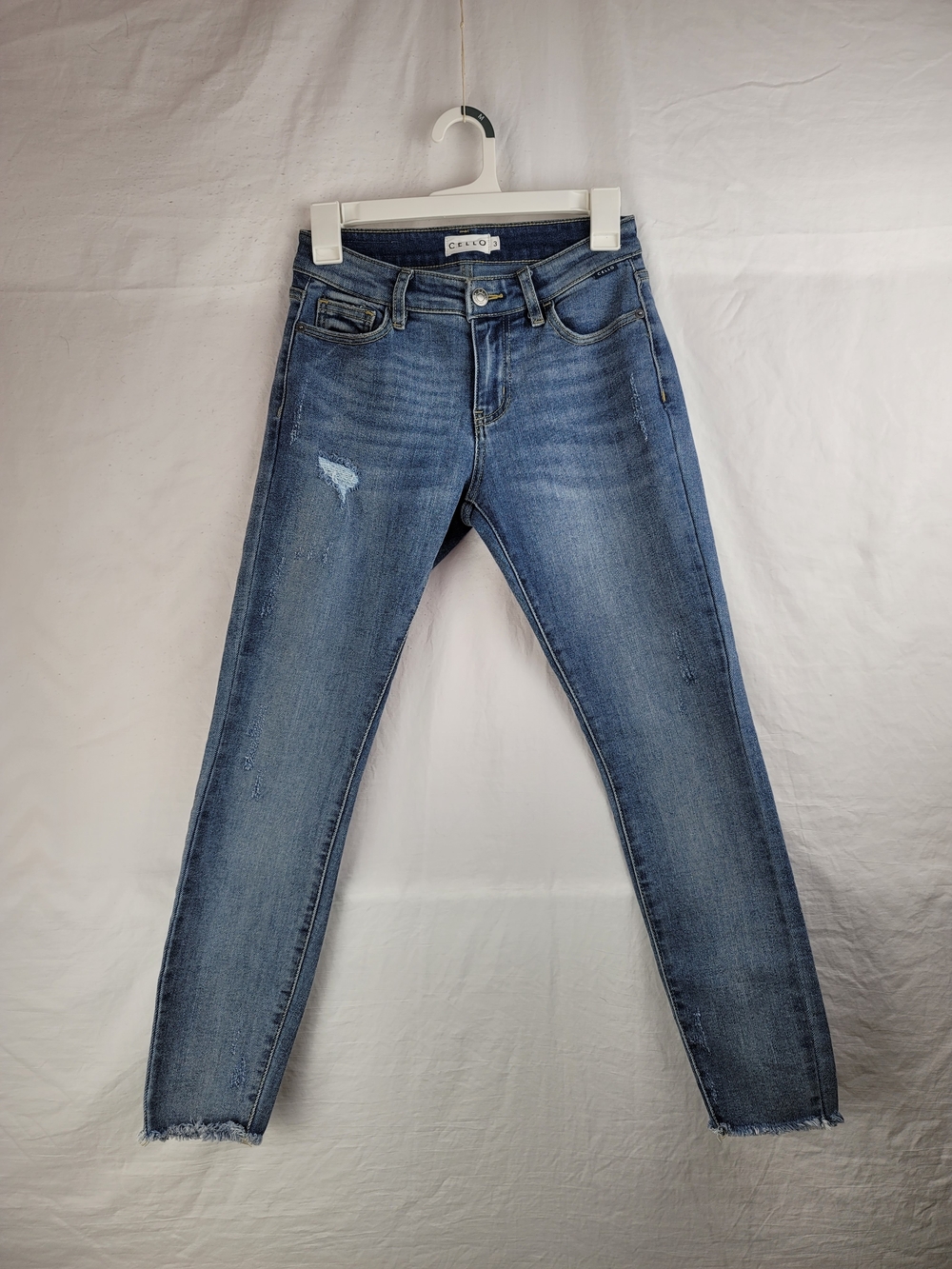 Cello Juniors Teens Blue Medium Wash Denim Skinny Slim Fit Mid Rise Distressed